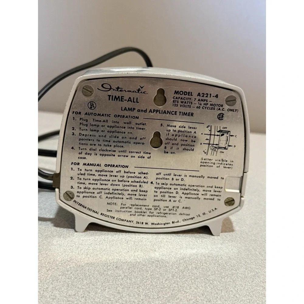Vintage Intermatic Time-All Lamp Appliance Timer Model A211-4 Teal &‎ Gray